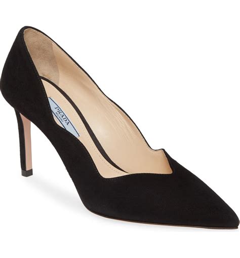 prada scalloped suede pointy-toe pump